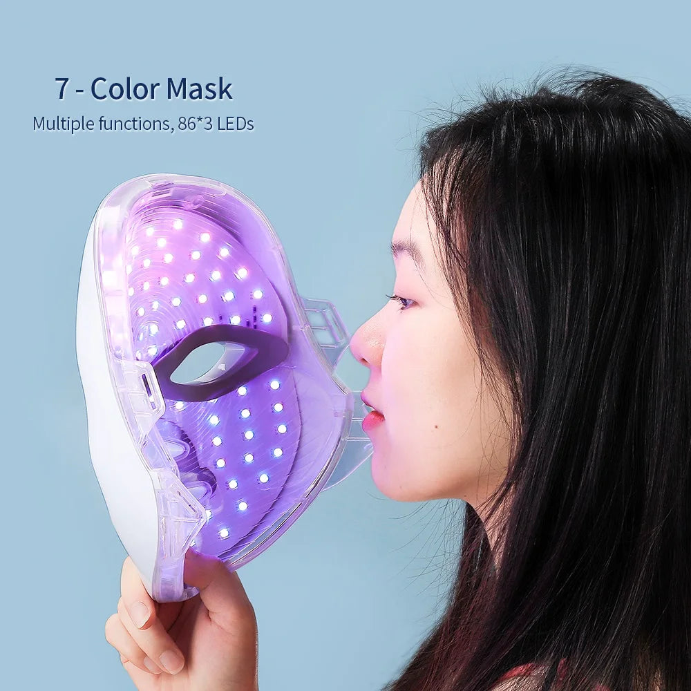 7-Color LED Face & Neck Therapy Mask – Anti-Aging, Skin Tightening, Acne Removal & Whitening Beauty Device