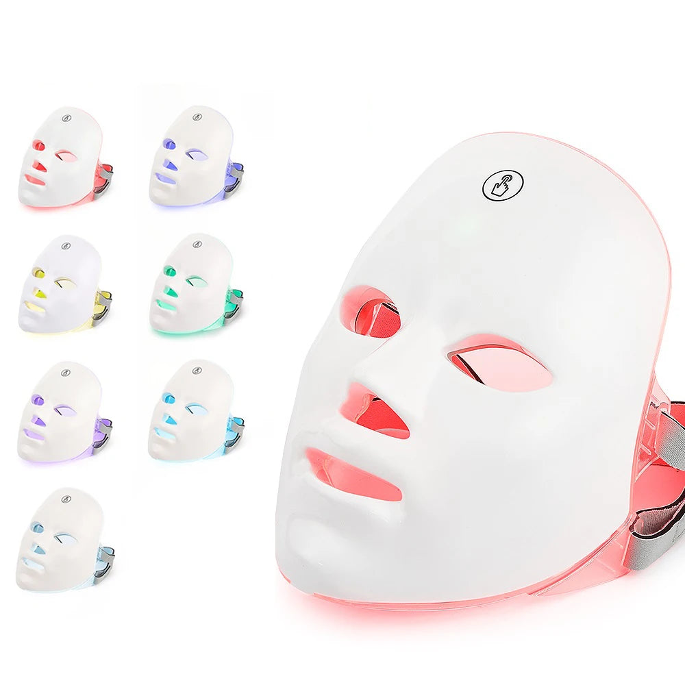 7-Color LED Face & Neck Therapy Mask – Anti-Aging, Skin Tightening, Acne Removal & Whitening Beauty Device