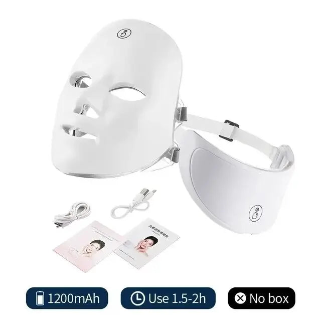 7-Color LED Face & Neck Therapy Mask – Anti-Aging, Skin Tightening, Acne Removal & Whitening Beauty Device