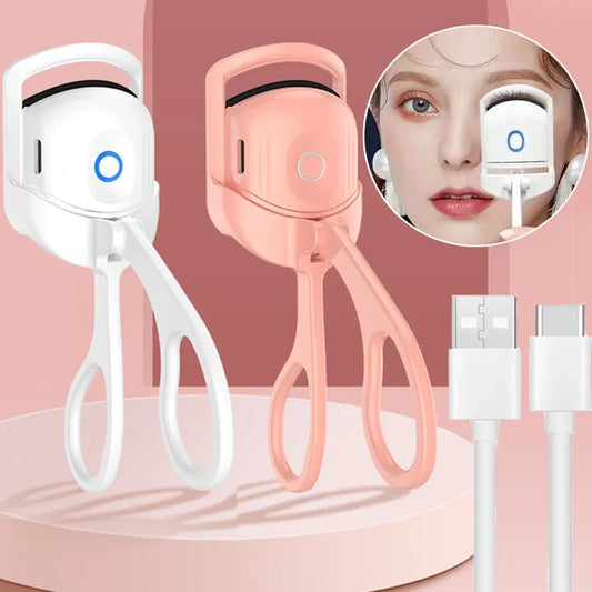 Portable Heated Eyelash Curler – Rechargeable Electric Lash Lift Tool with 2 Temperature Modes for Long-Lasting Curls